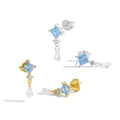Blue Rhombus CZ Dangling Earrings - 925 Sterling Silver
