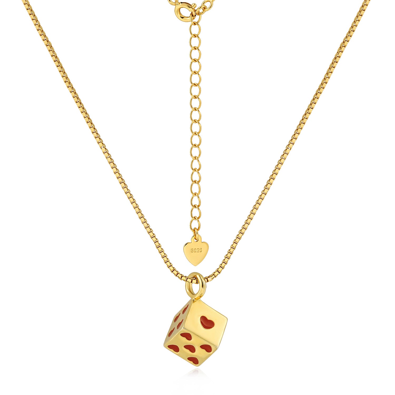 Multicolor Love Dice Necklace - 925 Sterling Silver