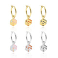 Dice Heart Charm Earrings - 925 Sterling Silver