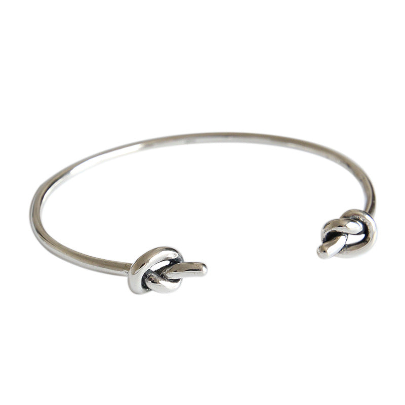 Vintage Two Knot Open Bangle - 925 Sterling Silver