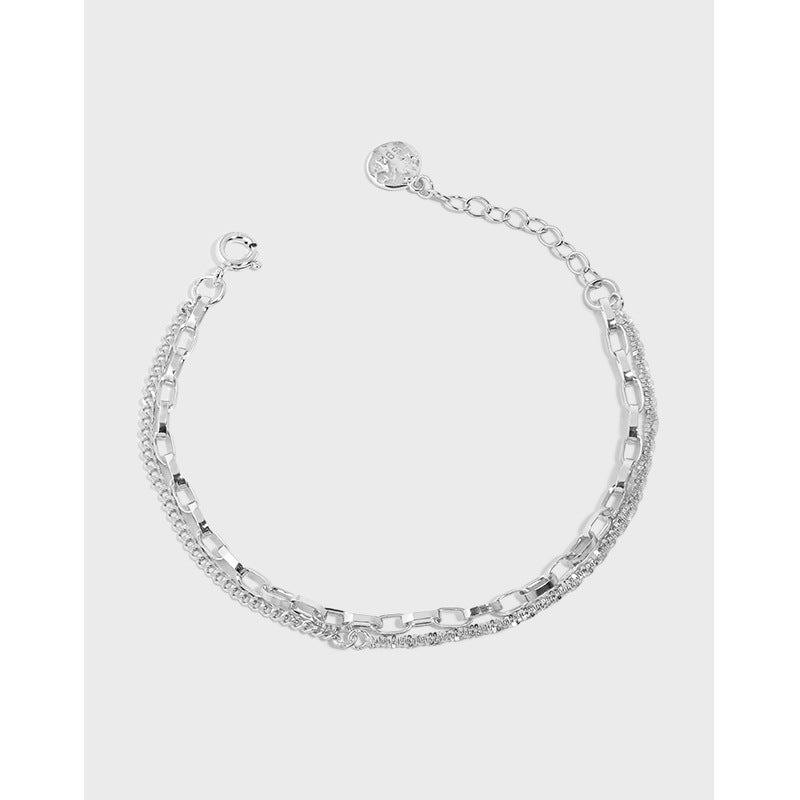 Double Layer Chain Bracelet - 925 Sterling Silver