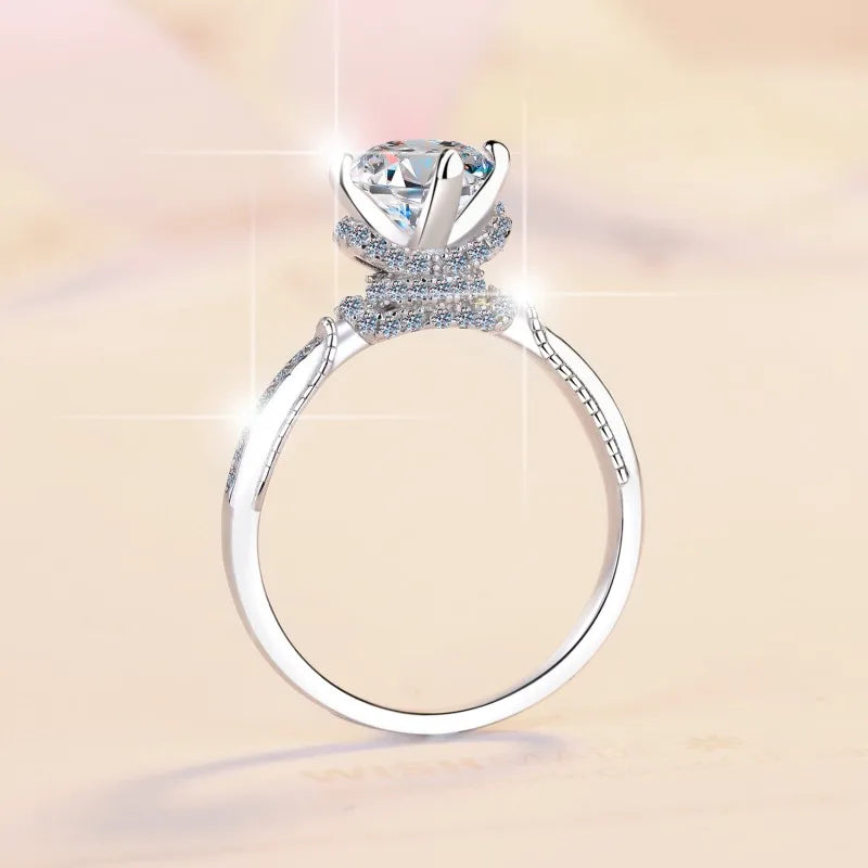 Round Brilliant Moissanite Claw Setting Solitaire Ring | 1ct VVS1 D Colour | GRA Certified | S925 Silver