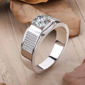 1Ct VVS1 Moissanite Men's Ring Band | Full Star Cut | Rhodium Finish | 925 Sterling Silver | GRA Certified