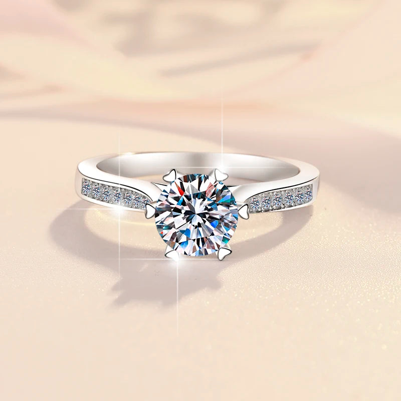 Round Brilliant Moissanite Minimalist Ring | 1ct VVS1 D Colour | GRA Certified | S925 Silver