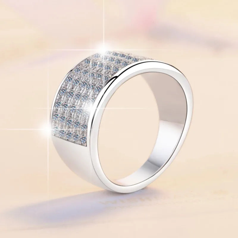 Classic Full Moissanite Eternity Band Ring – Rhodium Finish | S925 Sterling Silver | GRA Certified