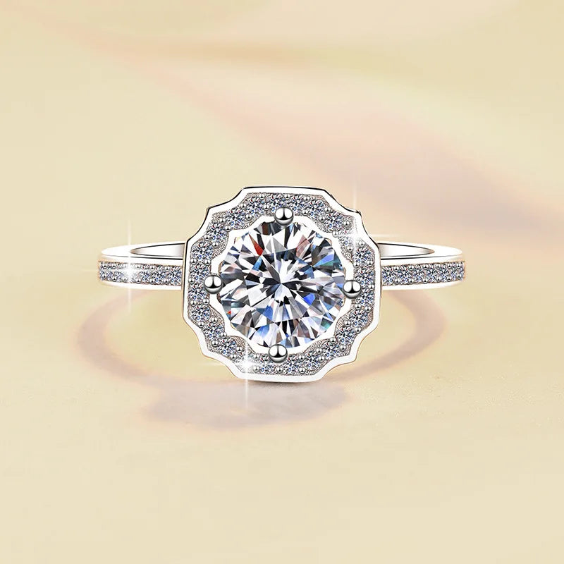 Round Brilliant Moissanite Claw Setting Ring | 1ct–2ct VVS1 D Colour | GRA Certified | S925 Silver