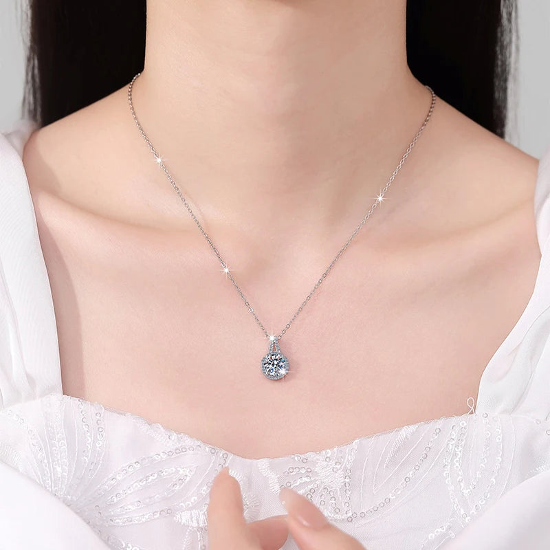 Watch Shape Moissanite Pendant Necklace | Rhodium Finish | S925 Sterling Silver | GRA Certified