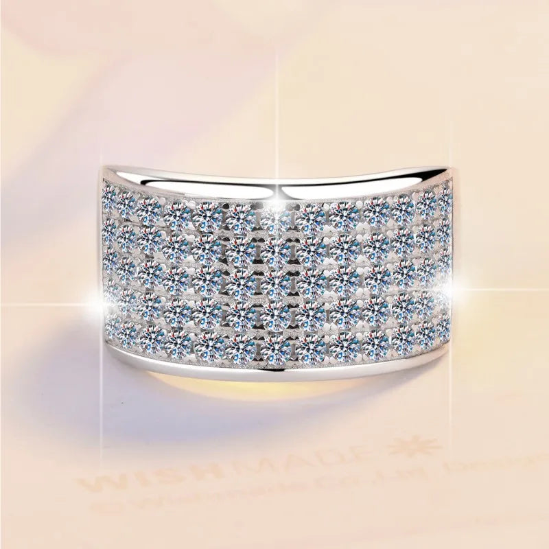 Classic Full Moissanite Eternity Band Ring – Rhodium Finish | S925 Sterling Silver | GRA Certified