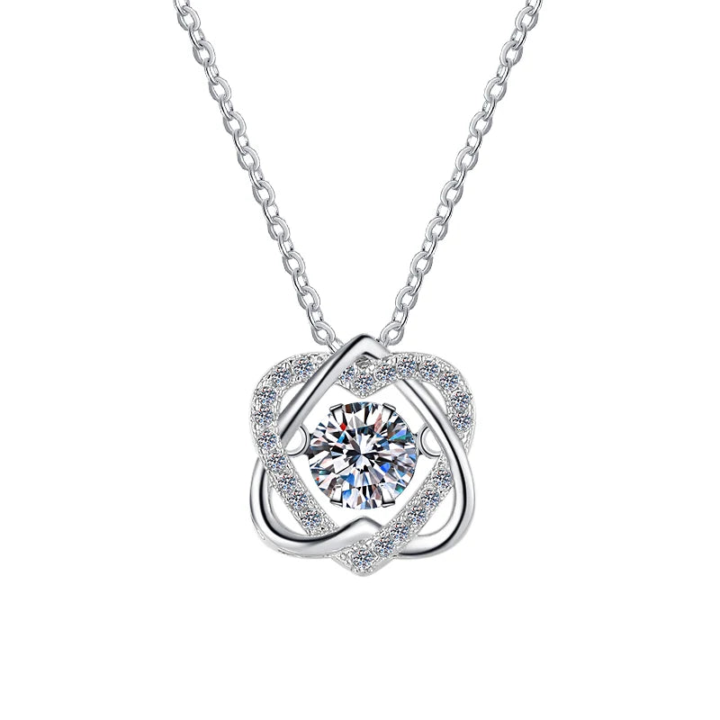 Heart Shape Moissanite Pendant Necklace | Rhodium Finish | S925 Sterling Silver | GRA Certified
