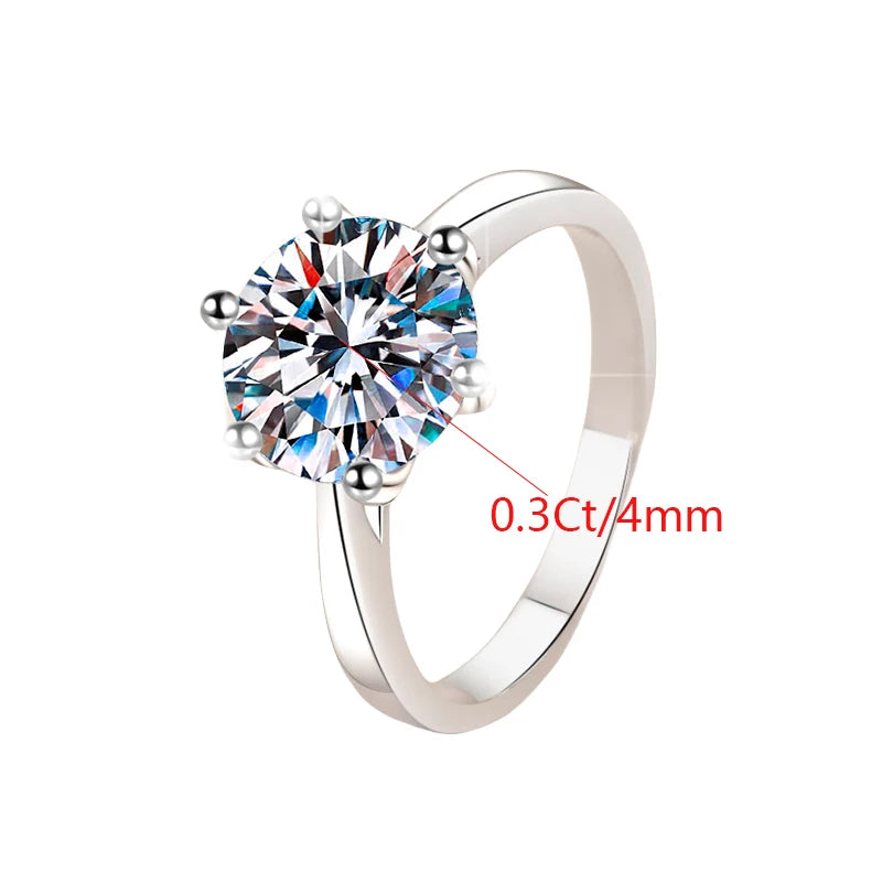 Round Brilliant Moissanite Ring | 0.3ct–3ct VVS1 D Colour | GRA Certified | S925 Silver