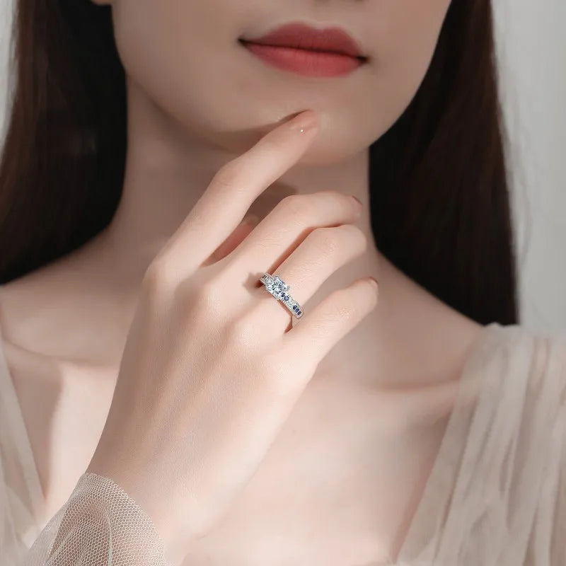 Princess Cut Moissanite Ring Band | 1.2ct VVS1 D Colour | GRA Certified | S925 Silver | Rhodium Plated
