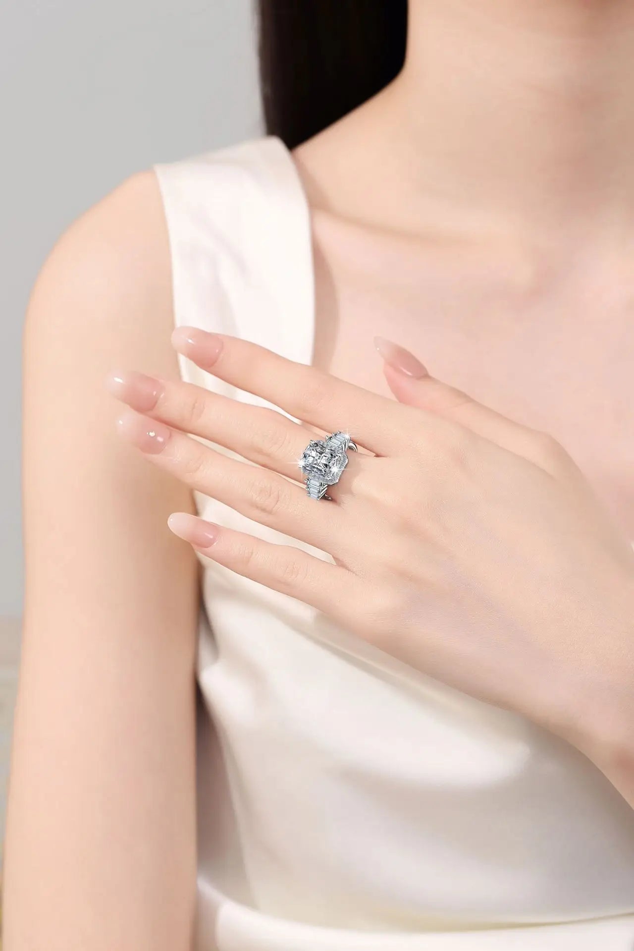 Cushion Cut Moissanite Solitaire Ring | 5CT | 925 Sterling Silver | Rhodium Finish | GRA Certified