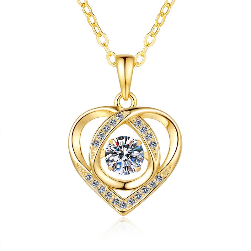 S925 Sterling Silver Heart Shape Moissanite Pendant Necklace – 18K Gold & Rhodium Finish | GRA Certified