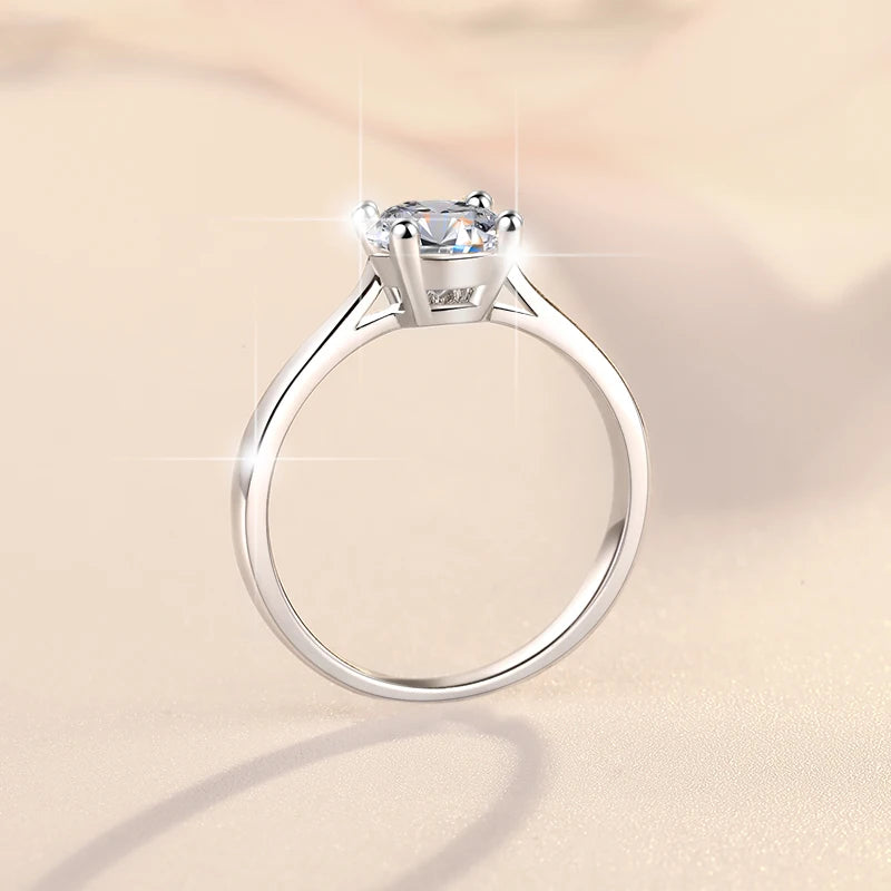 Round Brilliant Cut Moissanite Band Ring | GRA Certified | S925 Silver