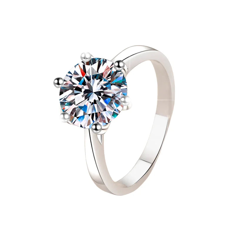 Round Brilliant Moissanite Ring | 0.3ct–3ct VVS1 D Colour | GRA Certified | S925 Silver