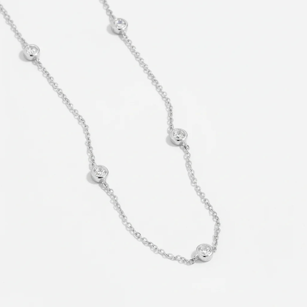 2.5 Carat Moissanite Bubble Chain Necklace | 925 Sterling Silver | Rhodium-Plated