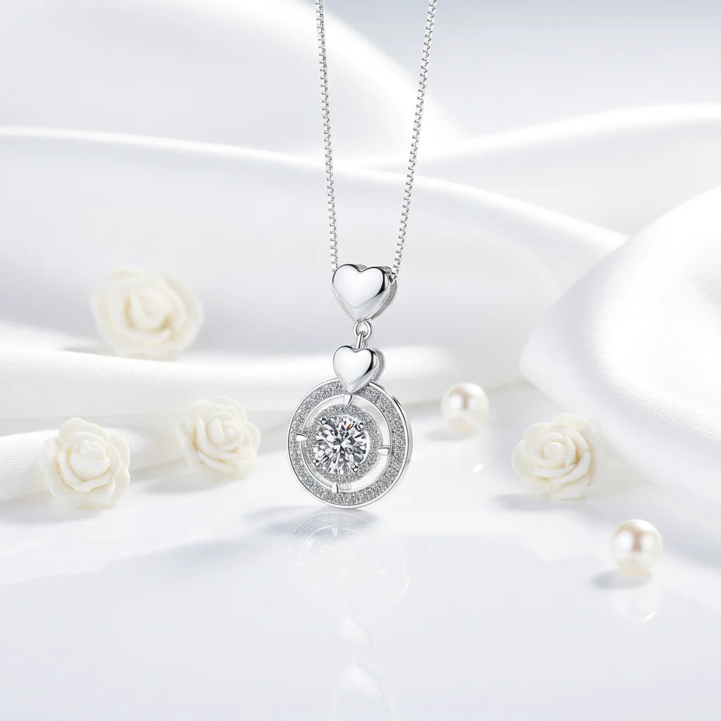 1CT S925 Fine Jewelry Diamond & Moissanite Necklace Pendant