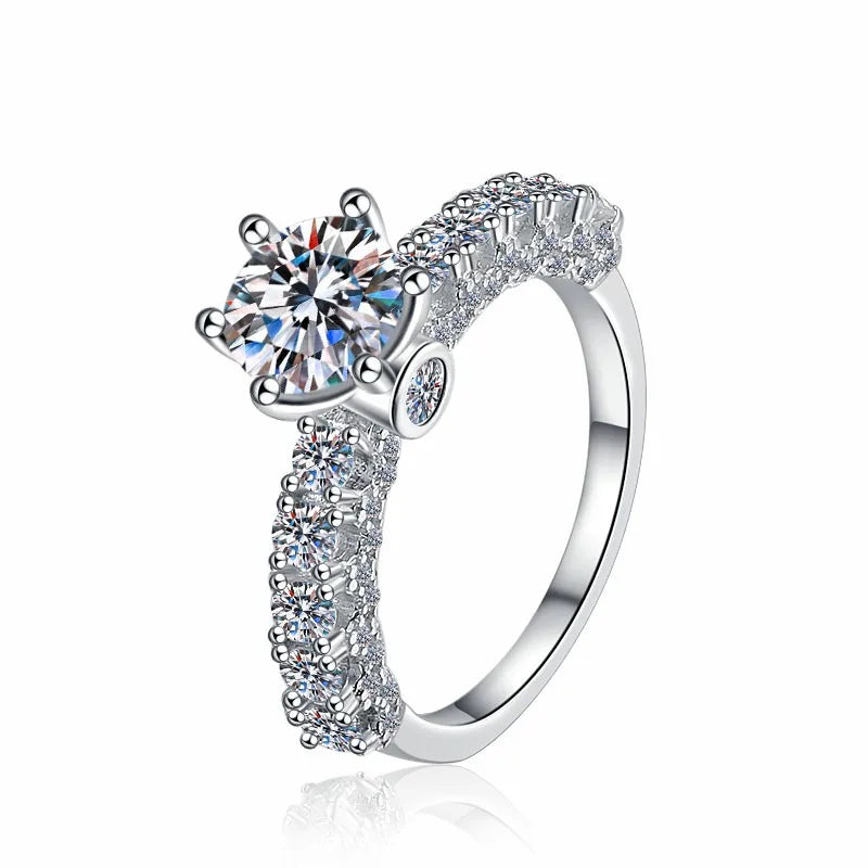 Round Brilliant Moissanite Solitaire Ring | 1ct & 3ct VVS1 D Colour | GRA Certified | S925 Silver | Rhodium Plated