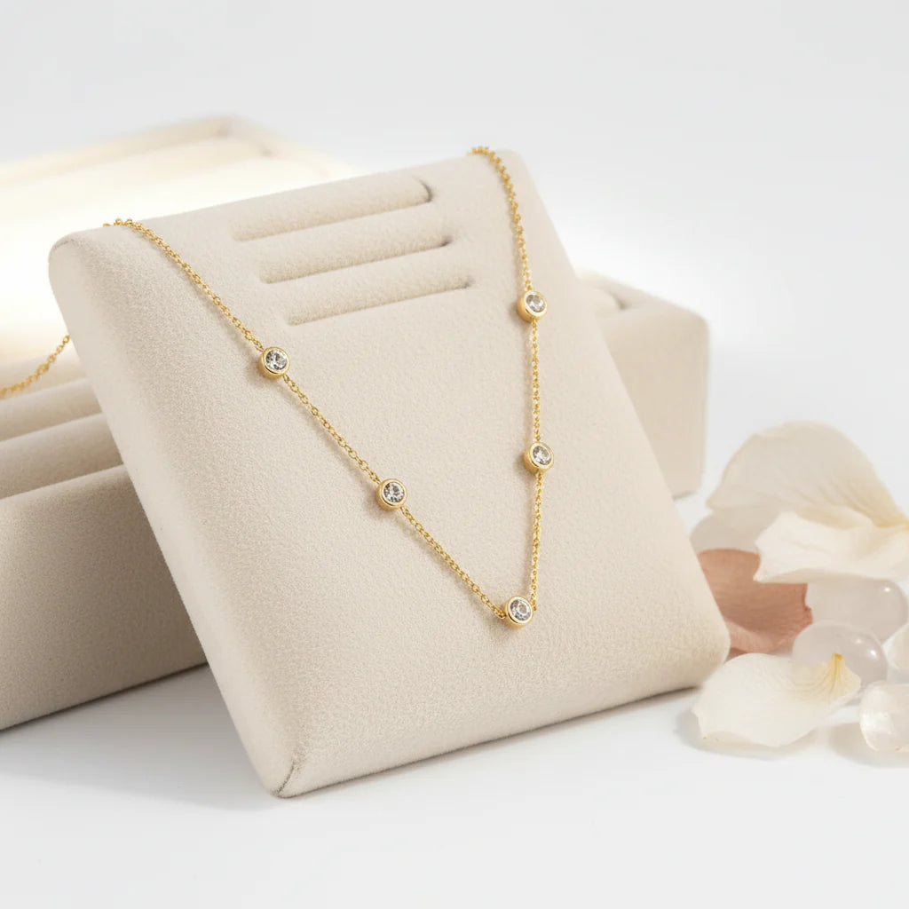 2.5 Carat Moissanite Bubble Chain Necklace | 925 Sterling Silver | Rhodium-Plated