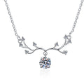 Antler Moissanite Pendant Necklace | Rhodium Finish | S925 Sterling Silver | GRA Certified