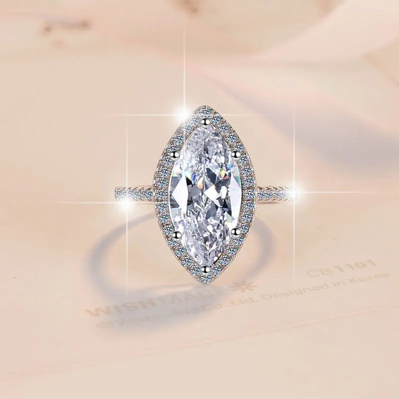 Marquise Cut Moissanite Ring | 5ct VVS1 D Colour | GRA Certified | S925 Silver | Rhodium Plated