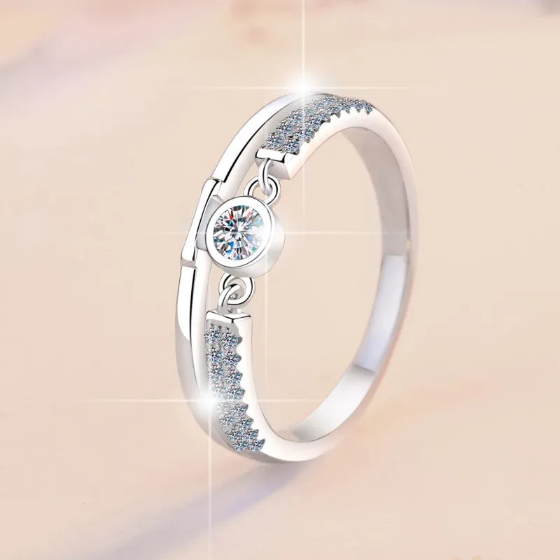 Minimalist 0.1CT Moissanite Bezel Ring – Rhodium Finish | S925 Sterling Silver | GRA Certified