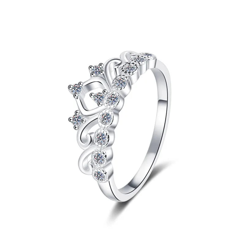 Crown Full Moissanite Eternity Band Ring – Rhodium Finish | S925 Sterling Silver | GRA Certified