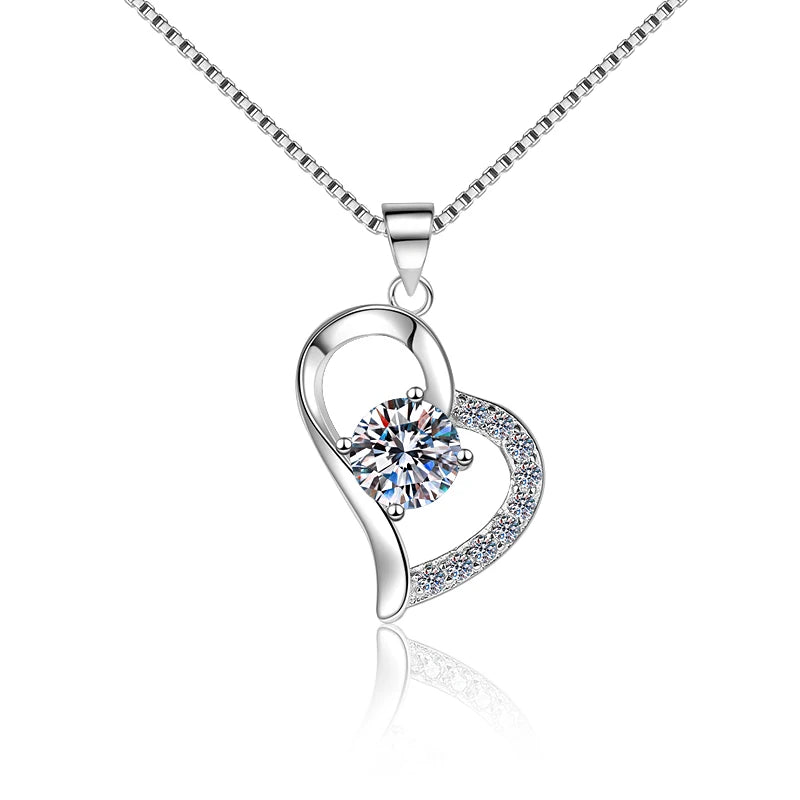 Fine Fashion Jewelry S925 Sterling Silver Love VVS Diamond Moissanite Pendant Necklace for Ladies Engagement Gift-0