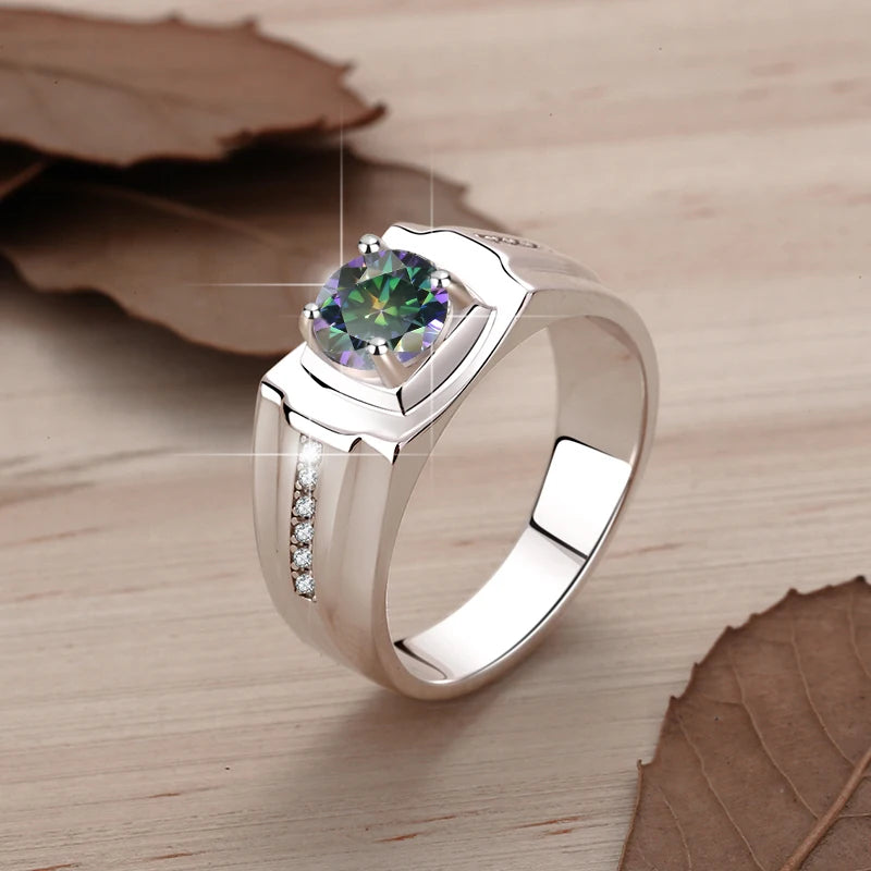 1Ct VVS1 Moissanite Ring Band | Rhodium Finish | 925 Sterling Silver
