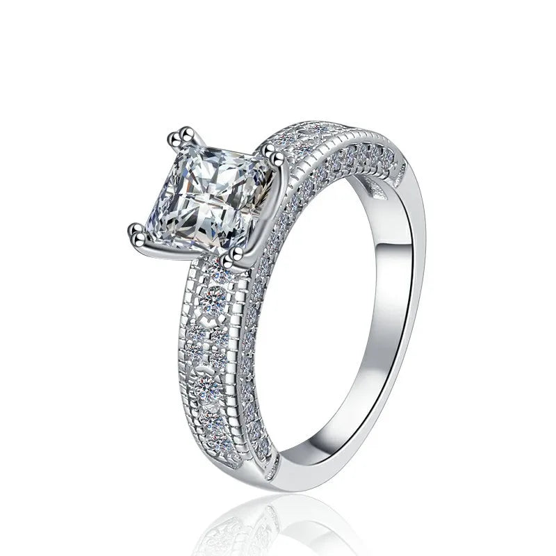 Princess Cut Moissanite Engagement Ring | 1.2ct VVS1 D Colour | GRA Certified | S925 Silver | Rhodium Plated