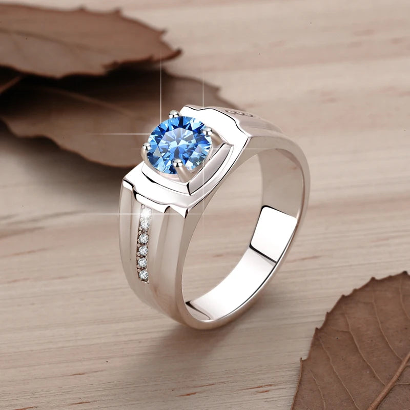 1Ct VVS1 Moissanite Ring Band | Rhodium Finish | 925 Sterling Silver