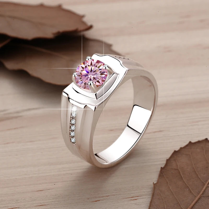 1Ct VVS1 Moissanite Ring Band | Rhodium Finish | 925 Sterling Silver