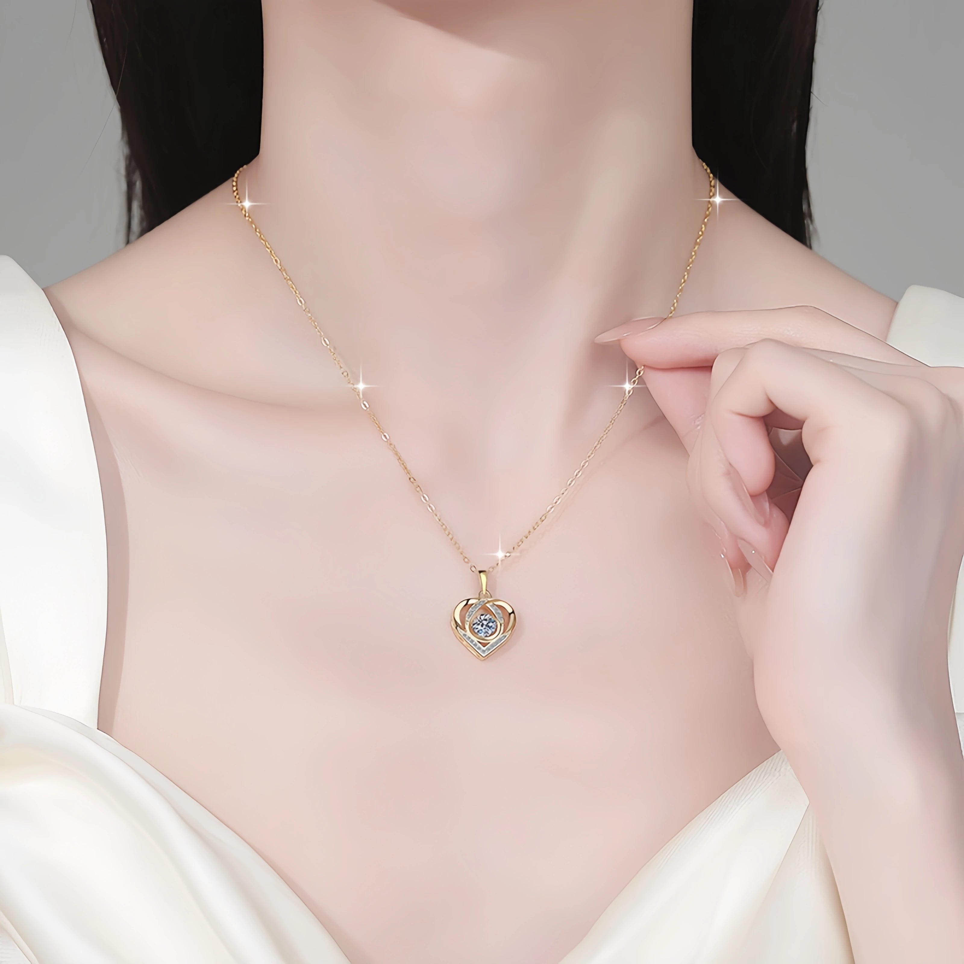S925 Sterling Silver Heart Shape Moissanite Pendant Necklace – 18K Gold & Rhodium Finish | GRA Certified