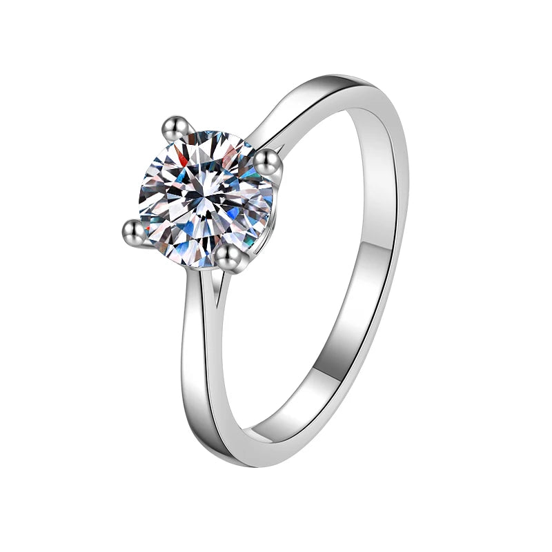 Round Brilliant Cut Moissanite Band Ring | GRA Certified | S925 Silver