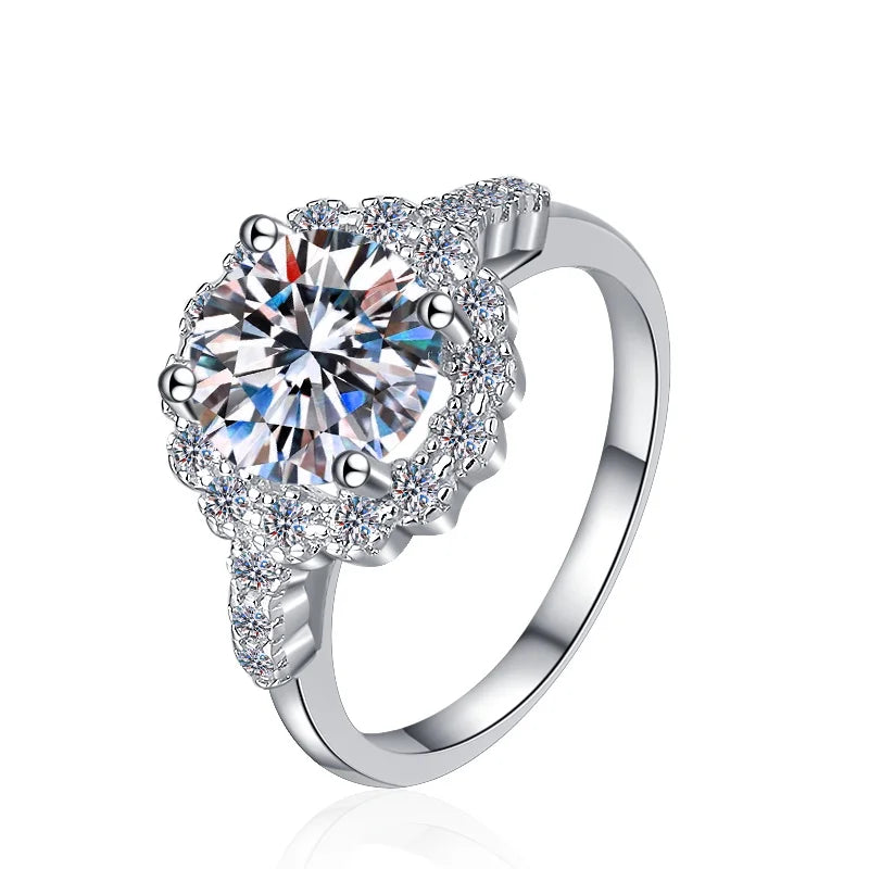 Round Brilliant Moissanite Band Ring | 2ct VVS1 D Colour | GRA Certified | S925 Silver