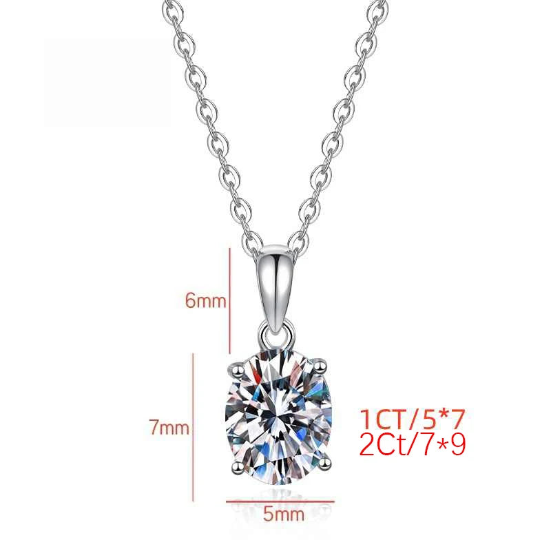 Oval Cut Moissanite Pendant Necklace | Rhodium Finish | S925 Sterling Silver | GRA Certified