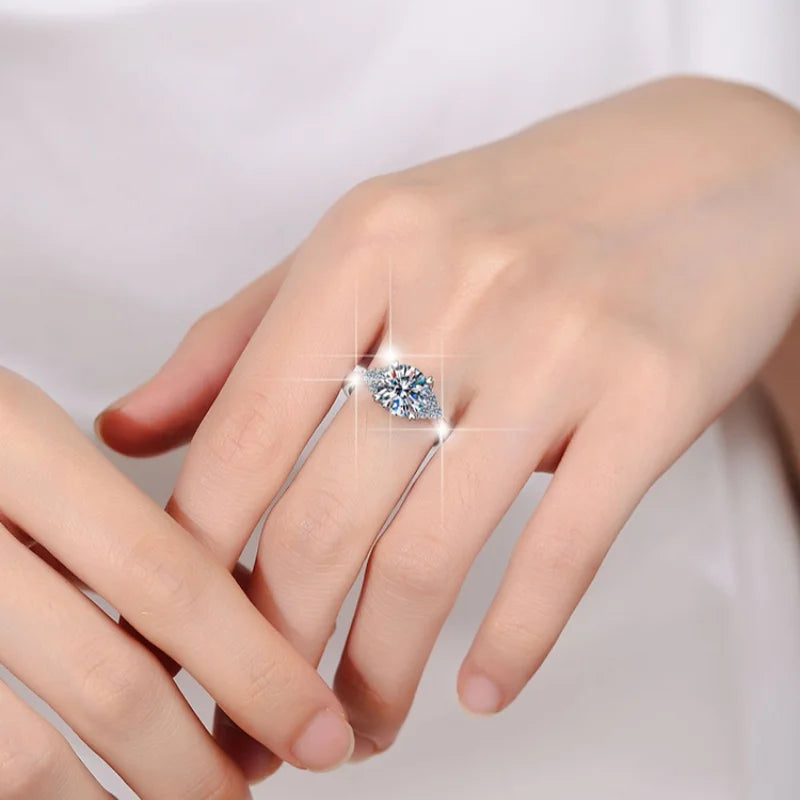 Four Heart Claw Moissanite Ring | GRA Certified | S925 Silver