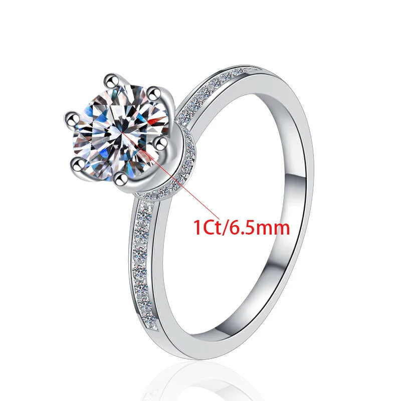 Round Brilliant Moissanite Solitaire Ring | 1ct–2ct VVS1 D Colour | GRA Certified | S925 Silver