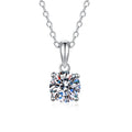 Moissanite Four Claw Pendant Necklace | Rhodium Finish | S925 Sterling Silver | GRA Certified