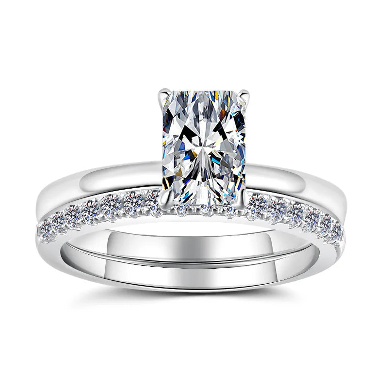 Radiant Cut Moissanite Stackable Ring | GRA Certified | S925 Silver