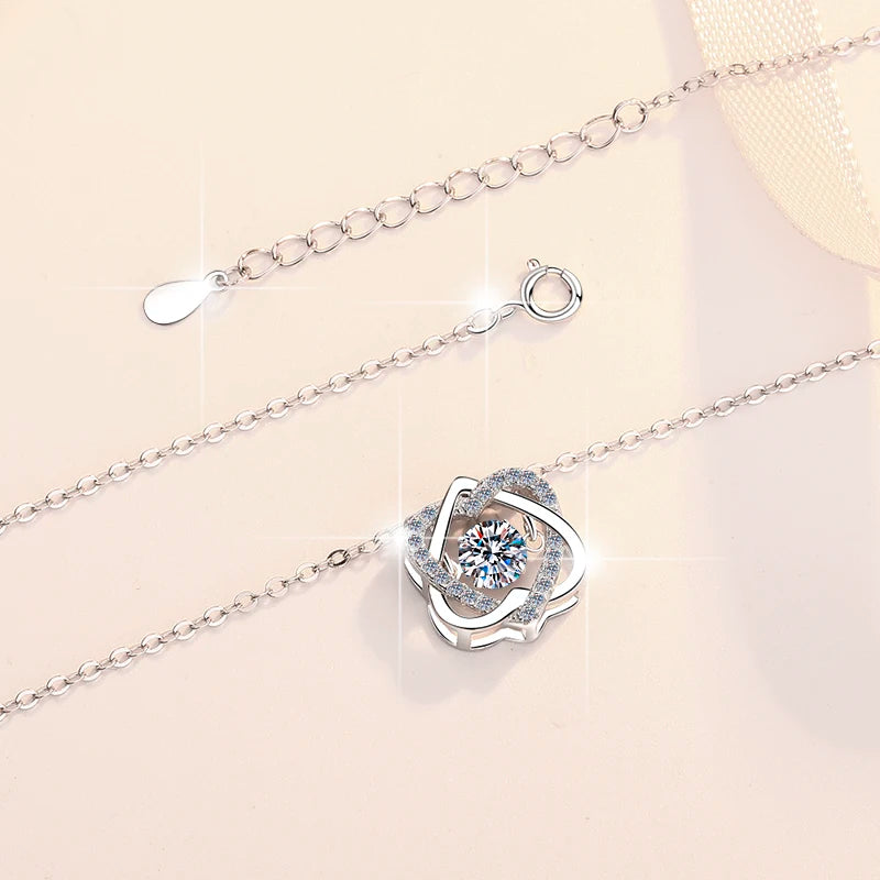 Heart Shape Moissanite Pendant Necklace | Rhodium Finish | S925 Sterling Silver | GRA Certified