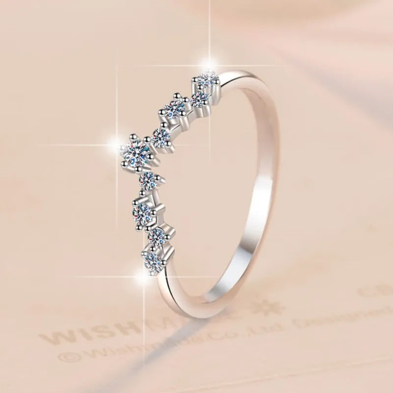 V-Letter Moissanite Eternity Band Ring – Rhodium Finish | S925 Sterling Silver | GRA Certified