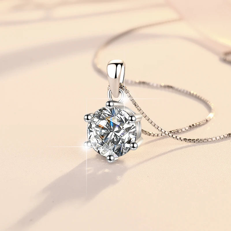 Moissanite Dangle Pendant Necklace | Rhodium Finish | S925 Sterling Silver | GRA Certified