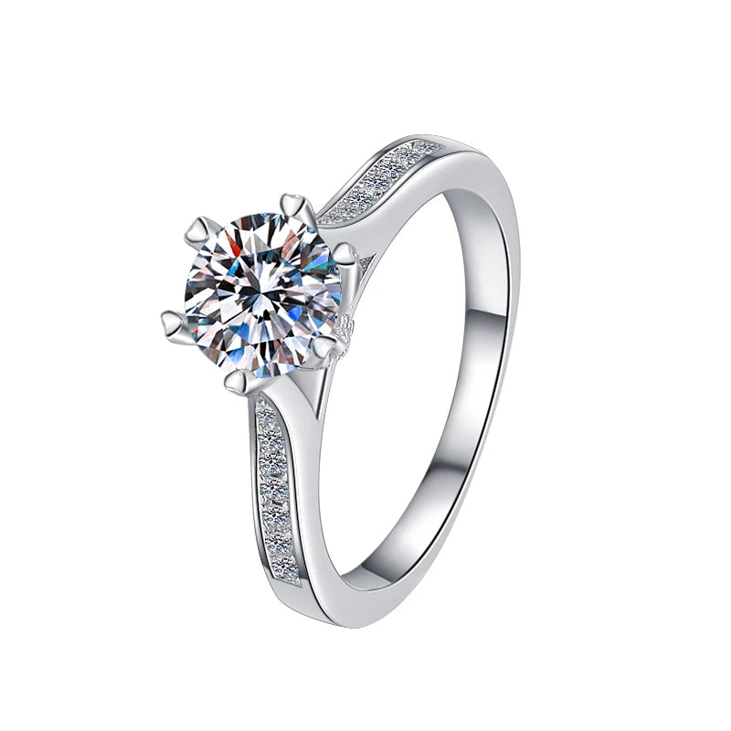 Round Brilliant Moissanite Minimalist Ring | 1ct VVS1 D Colour | GRA Certified | S925 Silver
