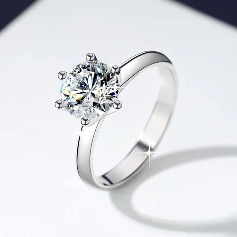 Six Claw Moissanite Solitaire Ring | 1ct VVS1 D Colour | GRA Certified | S925 Silver | Rhodium Plated