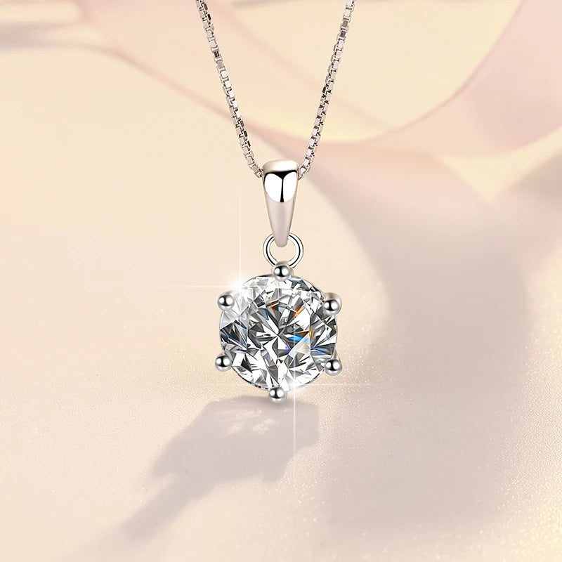 Moissanite Dangle Pendant Necklace | Rhodium Finish | S925 Sterling Silver | GRA Certified