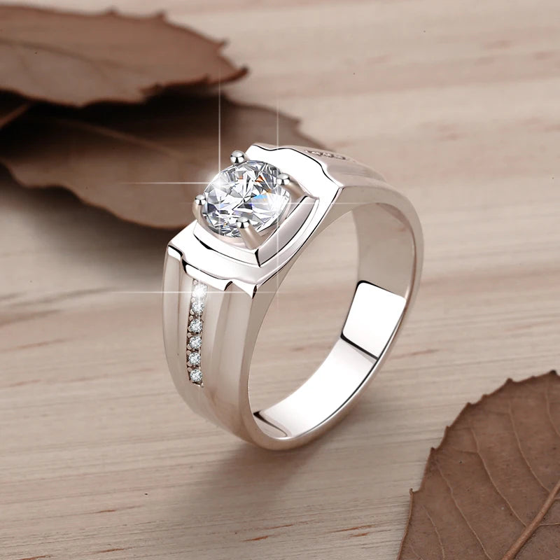 1Ct VVS1 Moissanite Ring Band | Rhodium Finish | 925 Sterling Silver