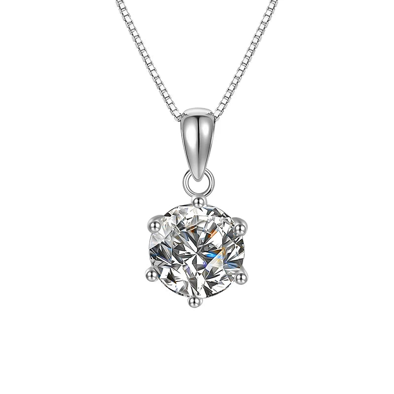 Moissanite Dangle Pendant Necklace | Rhodium Finish | S925 Sterling Silver | GRA Certified