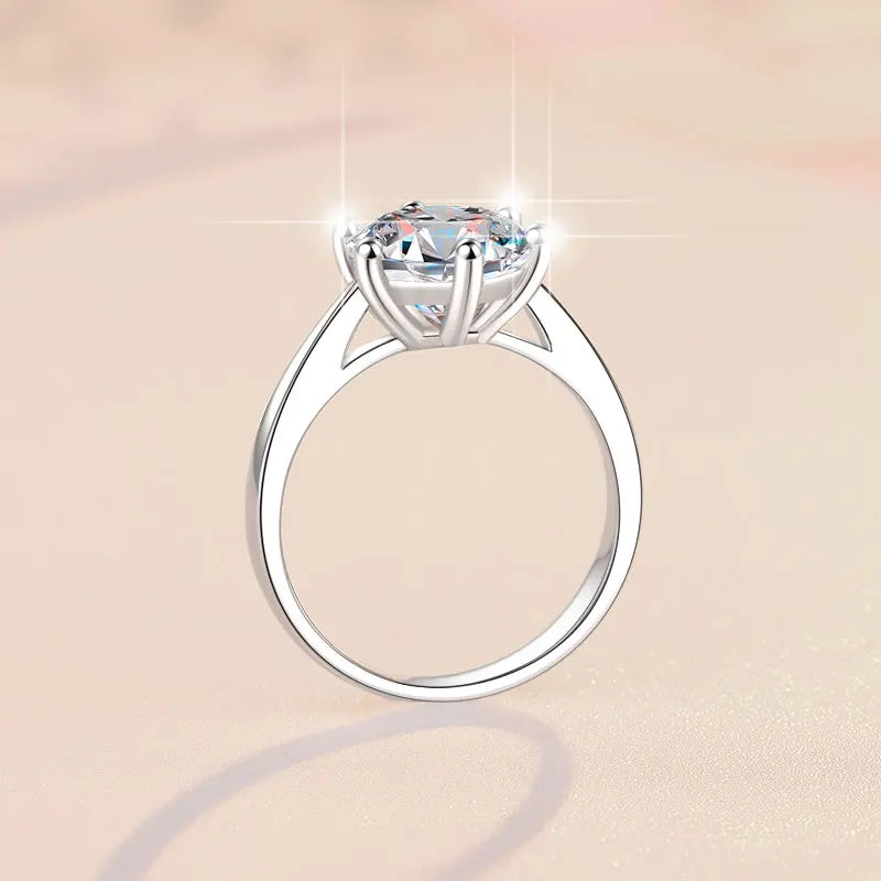 Round Brilliant Moissanite Ring | 0.3ct–3ct VVS1 D Colour | GRA Certified | S925 Silver