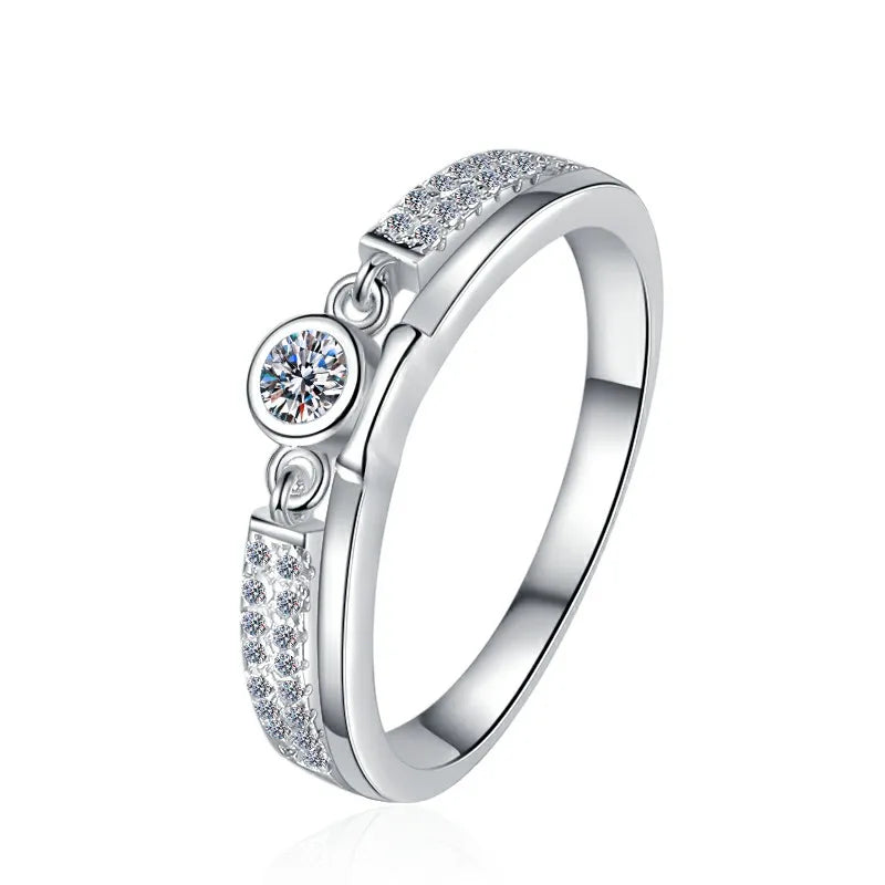 Minimalist 0.1CT Moissanite Bezel Ring – Rhodium Finish | S925 Sterling Silver | GRA Certified